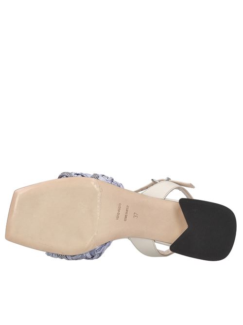 Sandali in pelle e rafia EVALUNA | G155 TRECCIA A474AZZURRO
